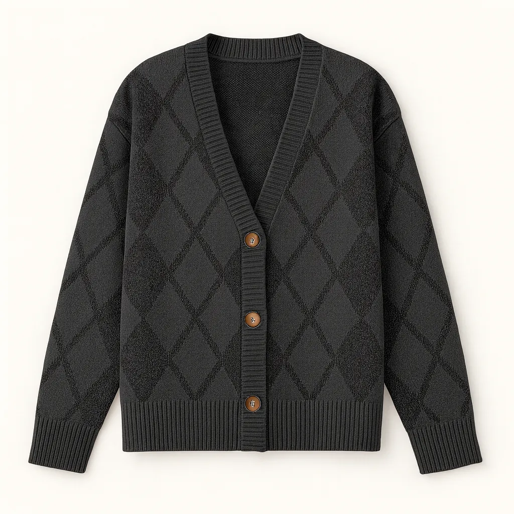 Soulhouette Classic Diamond Cardigan - Black