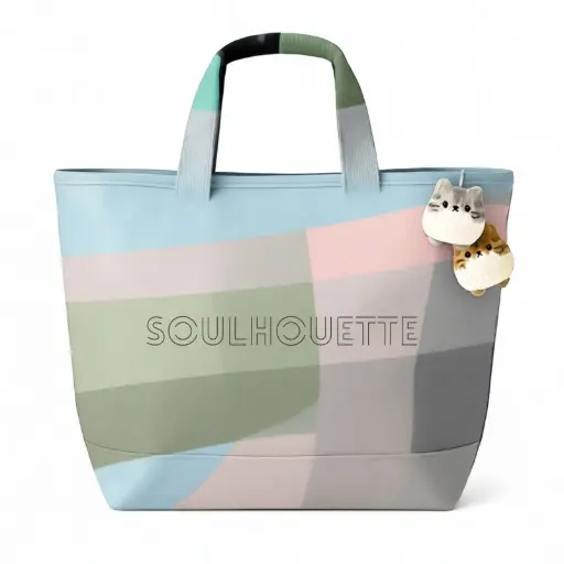 Mosaic Soulhouette Tote Bag - Light Blue