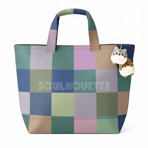 Mosaic Soulhouette Tote Bag - Green & Purple