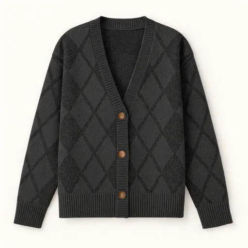Soulhouette Classic Diamond Cardigan - Black