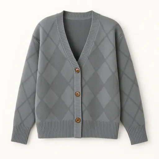 Soulhouette Classic Diamond Cardigan - Grey